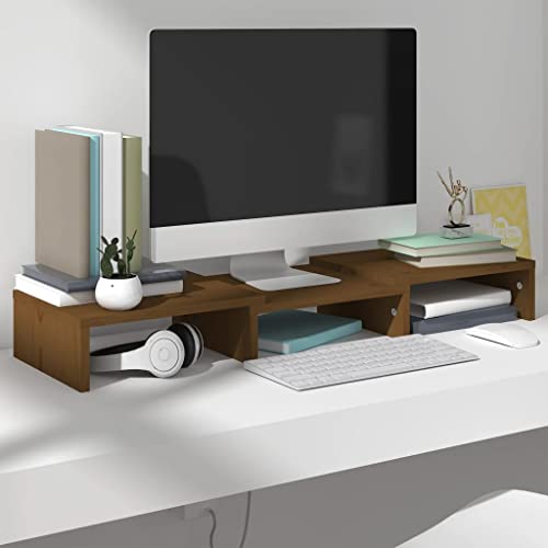 Monitorständer Honigbraun weiß Kiefernholz aus Holz for Schlafzimmer 60x24x10,5 cm Massivholz Kiefer Monitorständer Honigbraun weiß Kiefernholz aus Holz for Schlafzimmer 60x24x10,5 cm Massivholz Kiefer von KLYEON