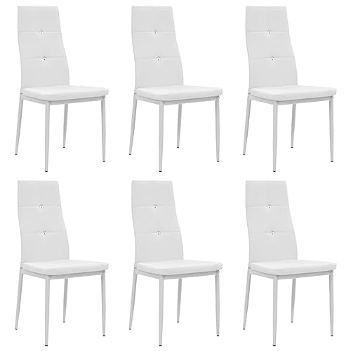 Set Stühle for Tisch, Esszimmerstuhlkonstruktion oder Küchenstuhl, leicht zu reinigen, polierte Küchenstühle, leicht zu reinigen, Esszimmer mit stabiler Struktur ( Color : Weiß 6 Stk , Size : 43 x 43. von KLYEON