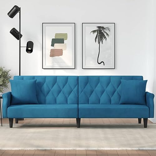 Sofagarnitur, bequemes Sofa for Platzieren, platzsparendes Design, gemütliche Retro-Atmosphäre, Wohnzimmermöbel, weicher und atmungsaktiver Stoff, einfache Montage ( Color : Blau , Size : 216 x 89 x 7 von KLYEON