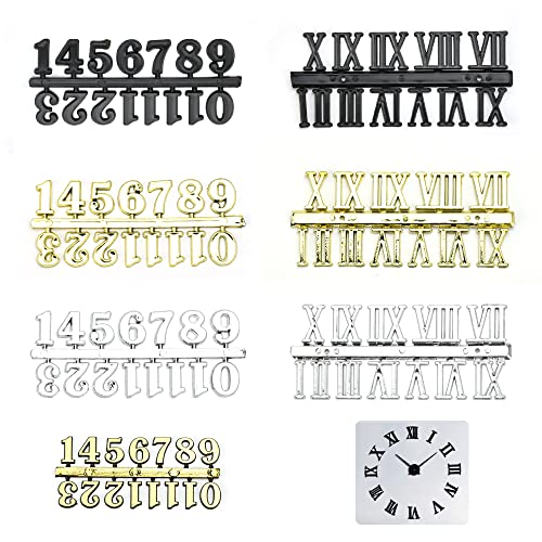 KLNYGTSK 7 Stücke Uhrenziffer Kit mit Arabischer und Römischer Nummer Uhren Zahlen Digital Uhren Nummer Wanduhr Zahlen zum Aufkleben Uhrenziffern für Ersatz Reparatur Uhren Zubehör(Ohne Kleber) von KLYNGTSK
