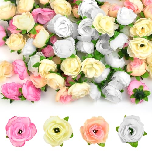 KLYNGTSK 100 Stück Künstliche Blumenköpfe Kunstblumen Blütenköpfe Rosen Köpfe Rosen Kunstblumen Gefälschte RosenKöpfe Kunstrose Künstliche Rosen Deko für Hochzeit DIY Party Deko, 4 Farben von KLYNGTSK