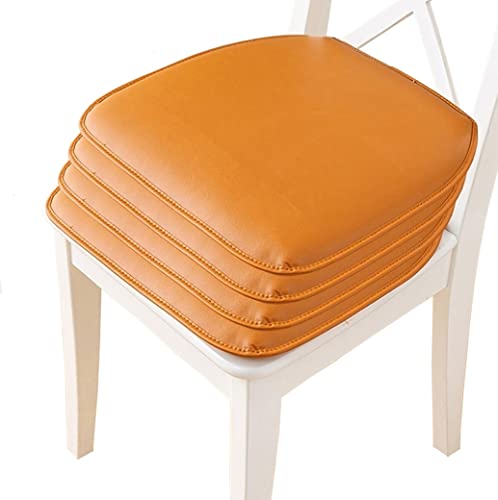 Esszimmerstuhl-Pad, Esszimmerstuhl-Kissen, 1/2/4 Packungen, Kunstleder, Küchenstuhl-Pad/Esszimmer-Sitzkissen, U-förmiges, rutschfestes Stuhlkissen, 43 x 40 cm (Farbe: Orange-A, Größe: 43 x 40 cm (4 Pa von KLZUOPT