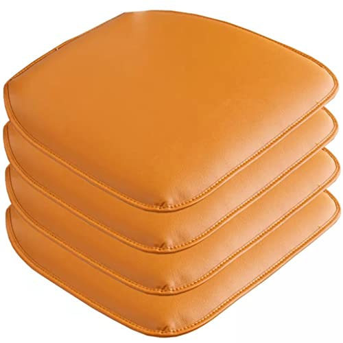 Esszimmerstuhlauflage, Stuhlkissen für Esszimmerstühle, 1/2/4/6er-Pack, wasserfestes Leder-Stuhlkissen mit rutschfester Unterseite, Stuhlauflagen für Esszimmerstühle (Farbe: Orange-A, Größe: 4er-Set) von KLZUOPT