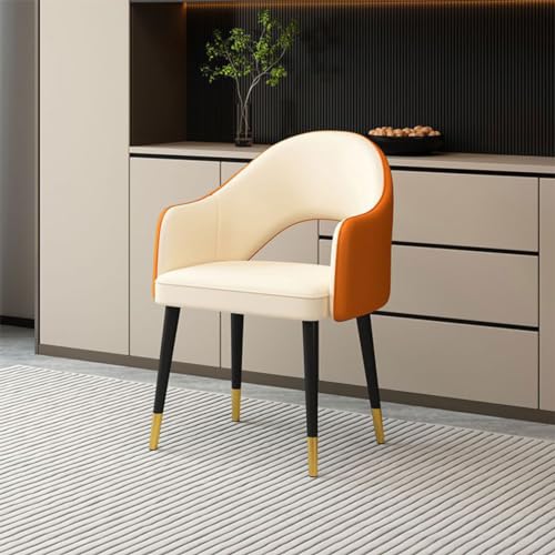 Exquisite Esszimmerstühle in Kontrastfarbe, 2er-Set, dicke Loungestühle aus Kunstleder für die Küche mit Rückenlehne und Metallbeinen, gepolstert für das Wohnzimmer, das Wartezimmer, den Empfangsraum von KLZUOPT