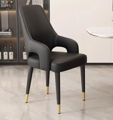 Exquisiter, langlebiger Esszimmerstuhl aus Leder für Küche, Wohnzimmer, 2er-Set mit Armlehnen, Bürostuhl, Schminkstuhl, Badezimmerstuhl, hohe Rückenlehne, gepolsterter Eckstuhl mit Metallbeinen von KLZUOPT