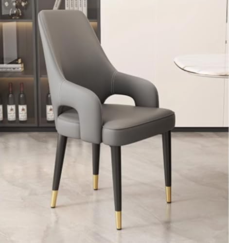 Exquisiter, langlebiger Esszimmerstuhl aus Leder für Küche, Wohnzimmer, 2er-Set mit Armlehnen, Bürostuhl, Schminkstuhl, Badezimmerstuhl, hohe Rückenlehne, gepolsterter Eckstuhl mit Metallbeinen von KLZUOPT