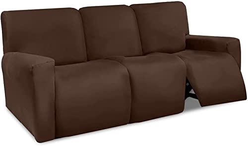 KLZUOPT Couch-Schonbezüge Liegesofa-Abdeckungen 8-teilige elastische große Couch-Abdeckungen für 3 Sitze Liegesofa-Schonbezüge Weicher wasserabweisender Rutsch-Möbelschutz (Color : Coffee) von KLZUOPT