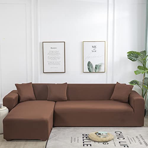 KLZUOPT Couch-Schonbezüge Sofa-Abdeckung, einfarbig, Weichheit, L-förmiger Sofa-Bezug, 2-teilig, Stretch-Abschnitt, Chaise-Schonbezug, rutschfest, staubdicht, helle Farbe, 2-Sitzer + von KLZUOPT