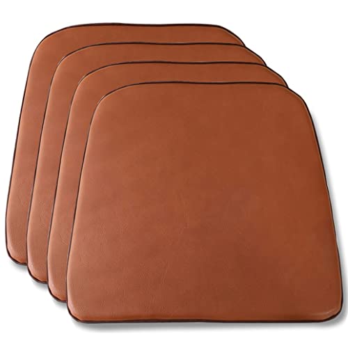 KLZUOPT Esszimmerstuhlpolster, Leder-Stuhlpolster für Esszimmerstühle (1/2/4 Packungen Stuhlkissen), rutschfeste U-förmige Sitzkissen für Küchenstühle (Farbe: Braun, Größe: 40 x 44 cm (4 Packungen)) von KLZUOPT