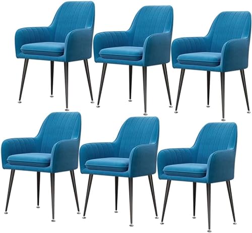 KLZUOPT Exquisite Esszimmerstühle aus gelbem Samt, 6er-Set – Metallbeine, Sessel, Heimstuhl für Restaurants, Konferenzräume, Stühle mit Rückenlehne und gepolsterter Sitzfläche in Schwarz von KLZUOPT