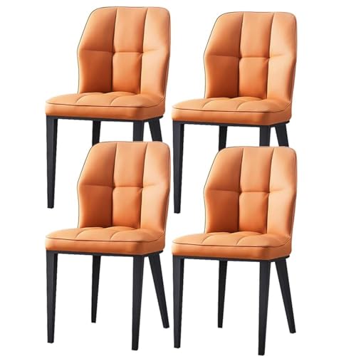KLZUOPT Exquisite Küchen- und Esszimmerstühle aus PU-Leder, 4er-Set, wasserfester Leder-Seitenstuhl mit Metallbeinen, Küchen- und Wohnzimmer-Lounge-Thekenstühle von KLZUOPT