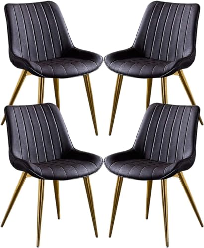 KLZUOPT Exquisiter Esszimmerstuhl aus PU-Leder, 4er-Set, Küchenstuhl mit goldenen Metallbeinen, Sitzfläche und Rückenlehne für Wohnzimmer, Eckstühle, Empfangsstühle (Farbe: Dunkelbraun) von KLZUOPT