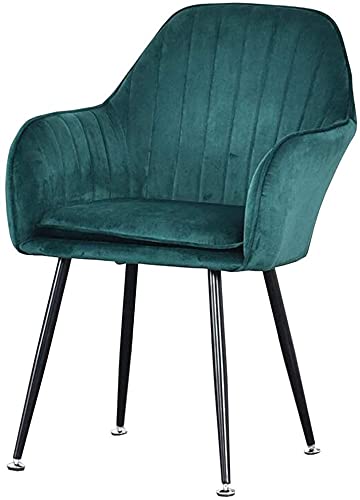 KLZUOPT Exquisiter Esszimmerstuhl aus Samt, Wohnzimmersessel mit Metallbeinen, Sitzfläche und Rückenlehne aus Samt, Freizeit-Sofastuhl (Farbe: Grün, Größe: Schwarze Beine) von KLZUOPT