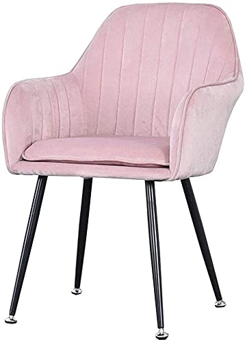 KLZUOPT Exquisiter Esszimmerstuhl aus Samt, Wohnzimmersessel mit Metallbeinen, Sitzfläche und Rückenlehne aus Samt, Freizeit-Sofastuhl (Farbe: Rosa, Größe: Schwarze Beine) von KLZUOPT
