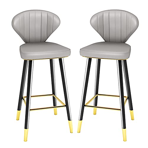 KLZUOPT Luxuriöser Barhocker, 2er-Set, Küchenbarhocker aus Kunstleder mit Rückenlehne und Fußstütze für die Küche zu Hause, Pub, Kücheninsel, Außenbereich, Grau, 65 cm von KLZUOPT