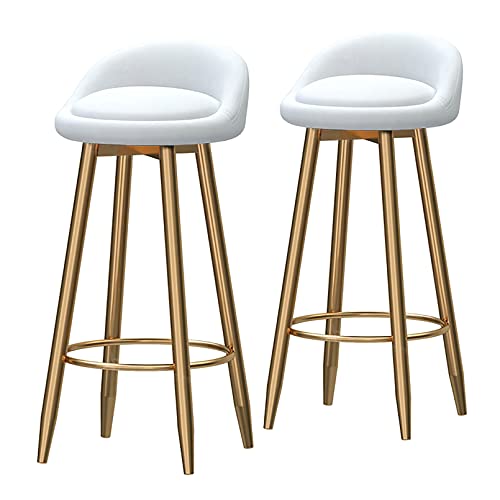 KLZUOPT Luxuriöser Barhocker, Moderne Barhocker aus Samt, 2er-Set mit Rückenlehne, gepolsterte Kücheninsel-Hochstühle, Kneipenstuhl mit Fußstütze für Esszimmer, Küche, Zuhause, Party von KLZUOPT