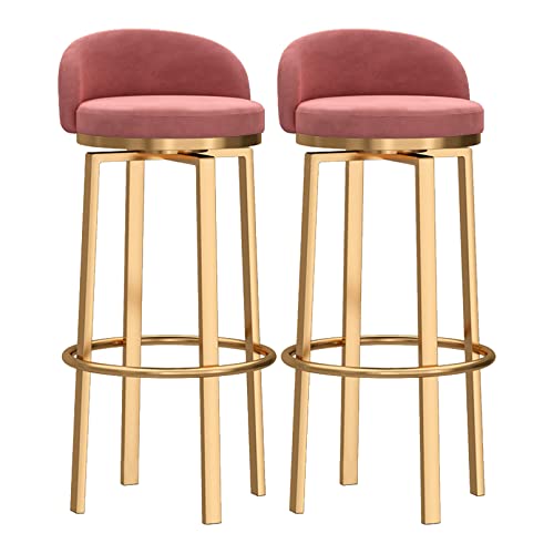 KLZUOPT Luxuriöser Barhocker, drehbare Thekenhocker, 2er-Set – drehbare Barhocker, Bequeme Barhocker aus Samt in Thekenhöhe für die Kücheninsel zu Hause – Esszimmerstühle im Mid-Century-Stil, Pink von KLZUOPT