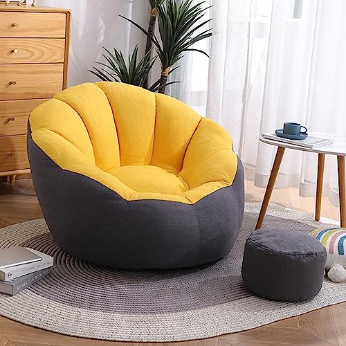 Bag Toy Storage, Bean Bag Seat Cushion, Soft, Sitzsackbezug ohne Füllung (Cover Only, Without Filling) Toy Storage Bag for Reading and Storing Toys 95 x 95 x 75cm,Yellow+Gray von KLlketo