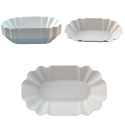 KM · GAMING 10 Stück Set Mehrweg Kunststoff PP Pommes & Currywurst Schale cremeweiß (Made in Germany/bruchfest/Spülmaschinen und Mikrowellen geeignet/stapelbar) von KM · GAMING