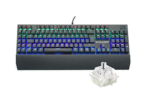 KM-Gaming K-GK2 Elite mechanische Aluminium RGB USB Tastatur [mit Cherry MX RGB Speed Silver Switches - linear, schnell und hochpräzise/DE Layout QWERTZ] inkl. Handballenauflage von KM · GAMING