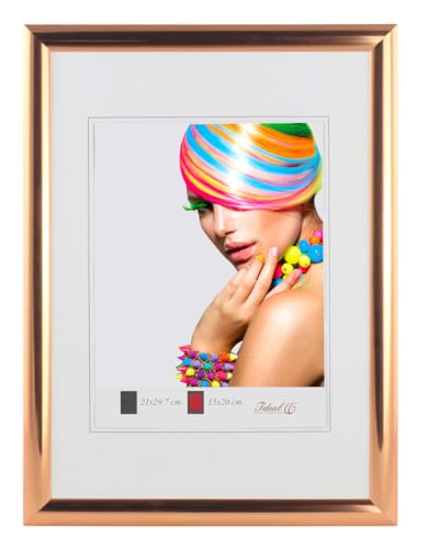 Art Line Trendiger Kunststoff Bilderrahmen mit echtem Glas Urkunde Foto Rahmen: Farbe: Rose Gold | Format: 40x50 von KM FOTO