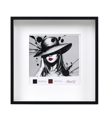 KM FOTO 3D Rahmen Aluminium Objektrahmen Bilderrahmen mit Passepartout & geh�rtetem Glas Fotorahmen Wandrahmen AL-3: Farbe: Schwarz | Format: 20x20 von KM FOTO