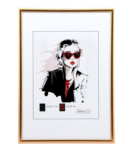 Moderner Glas Bilderrahmen NLS aus Kunststoff Perfekt für Fotos, Poster und Wanddeko Collage Design: Farbe: Kupfer | Format: 29,7x42 DIN A3 von KM FOTO