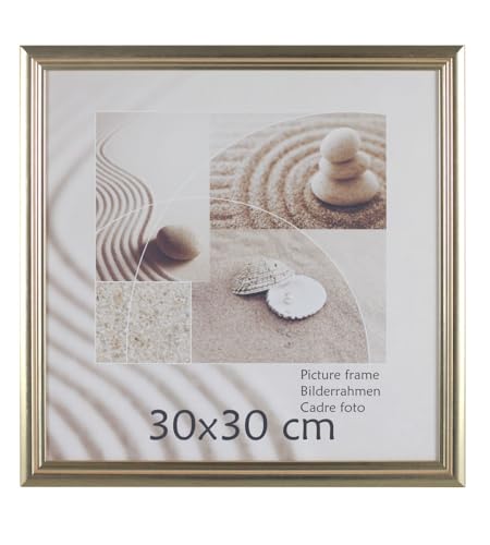 S216 Holz Bilderrahmen Acrylglas Lifestyle Foto Rahmen Collage Wanddeko Poster: Farbe: Gold | Format: 30x30 von KM FOTO