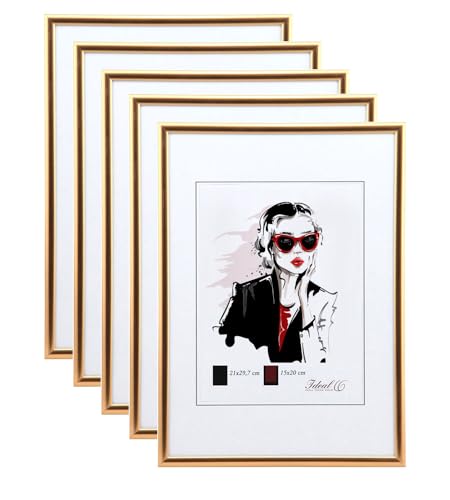 Set Moderner Glas Bilderrahmen NLS aus Kunststoff Perfekt für Fotos Poster und Wanddeko Collage: Farbe: 5er Pack Kupfer | Format: 20x30 von KM FOTO