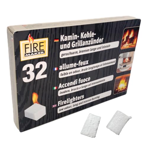 KM Firemaker 160 Paraffin Anzündwürfel - 5 Packungen à 32 Kaminanzünder, Anzünder, Grillanzünder, Feueranzünder, Holzwolle, Anzündwolle, Ofenanzünder für Grill Kamin Ofen/Art. 225 (5) von KM Firemaker