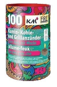 KM Firemaker 100 Grill-, Kohle- und Kaminanzünder aus Naturholz mit Wachs Art. 248 Flower Power von KM Firemaker