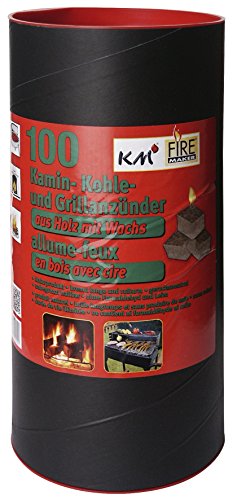 100 Grill- und Kaminanzünder aus Naturholz mit Wachs in Dose KM Firemaker Art. 250 von KM Firemaker