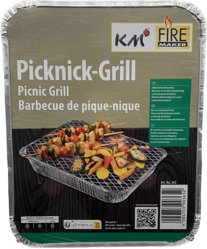 KM Firemaker Einweggrills mit 450 g Holzkohle und Anzündpapier/Picknick/Grill/Instant Picknickgrill Art. 365 (12) von KM Firemaker