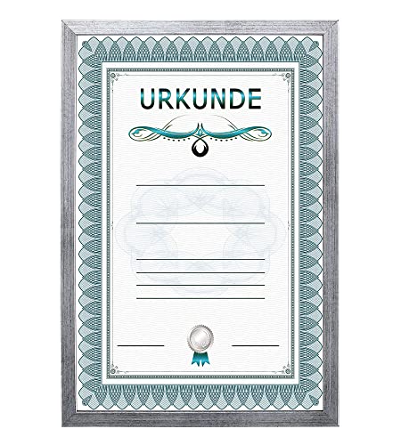 Dokument Bilderrahmen Holz Urkunde Foto Rahmen Poster: Farbe: Silber | Format: 21x29,7 A4 von KM Foto