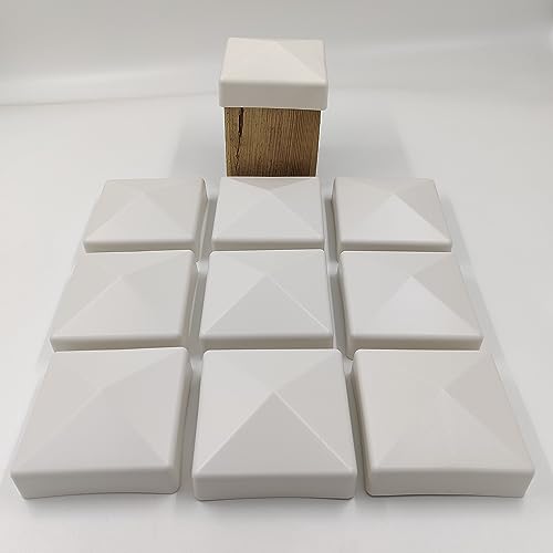 10 Stück Zaun Pfostenkappe 90 mm Pyramide Abdeckkappe cremeweiß für Pfosten 9 x 9 cm (UV stabilisiert/Made in Germany) von KM · GAMING
