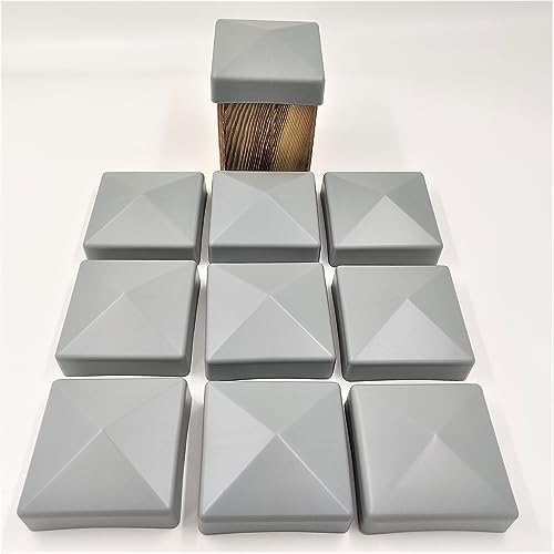 10 Stück Zaun Pfostenkappe 90 mm Pyramide Abdeckkappe grau für Pfosten 9 x 9 cm (UV stabilisiert/Made in Germany) von KM · GAMING
