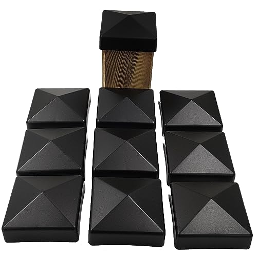 10 Stück Zaun Pfostenkappe 90 mm Pyramide Abdeckkappe schwarz für Pfosten 9 x 9 cm (UV stabilisiert/Made in Germany) von KM · GAMING