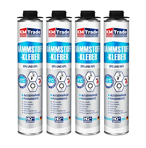 Dämmstoffkleber 4 Dosen 750ml Klebeschaum Perimeterkleber Kleber für Dämmung von KM Trade