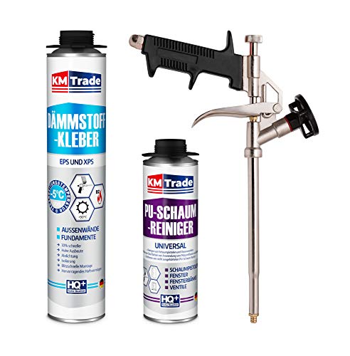 SET Dämmstoffkleber 1 Dose 750ml Klebeschaum Perimeterkleber Kleber für Dämmung + 1 Reiniger + 1 Schaumpistole SET Dämmstoffkleber 1 Dose 750ml Klebeschaum Perimeterkleber Kleber für Dämmung + 1 Reiniger + 1 Schaumpistole von KM Trade