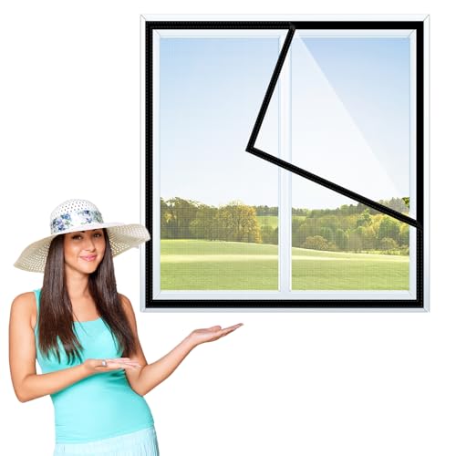 50x140cm,Fliegengitter Fenster - Insektenschutz mit Klettband selbstklebend - Fliegen Netz ohne Bohren von KMAOD
