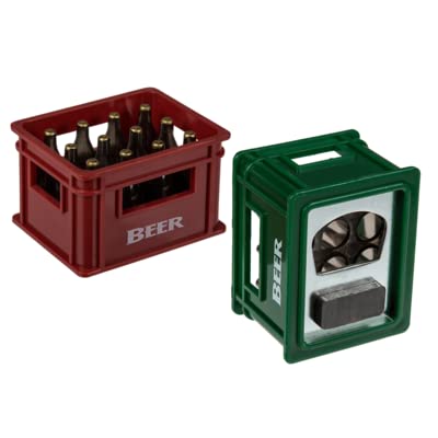 2x Flaschenöffner mit Magnet in der Form eines Bierkastens / Farbe: je1x rot,grün von KMC Austria Design