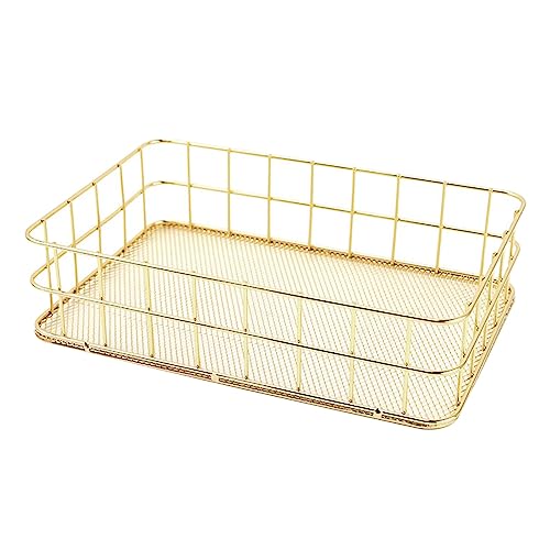 Eisen Aufbewahrungskorb Gold, Grid Drahtkorb Rechteckig Metallkorb Zum Aufhängen, Badkorb, Schreibtisc Organizer Korb, SchreibtiscDrahtgitter-Desktop-Speicherorganisator Large 24.5 X 16.5 X 6.5cm von KMDZDZGS