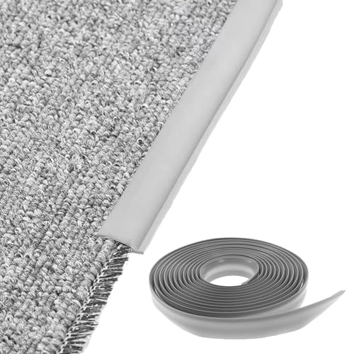 Flexibel TPE Übergangsleiste Boden, Selbstklebende Randleiste für Teppiche, Schneidbare Teppich und Boden Übergangsleiste,Randversiegelungsleiste für Fußmatte,Teppich (Grau - 5M) von KMDZDZGS