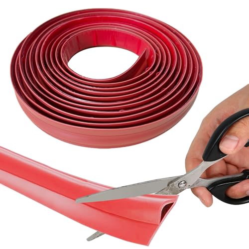 Flexibel TPE Übergangsleiste Boden, Selbstklebende Randleiste für Teppiche, Schneidbare Teppich und Boden Übergangsleiste,Randversiegelungsleiste für Fußmatte,Teppich (Rot - 1M) von KMDZDZGS