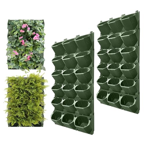 KMDZDZGS Hängender vertikaler Wand-Blumentopf, stapelbarer Wandpflanzer, Vertikale Gartenpflanzenwand im Freien, 36 Taschen Hängende Pflanztaschen für Hof Garten Balkon Home Decoration (36 Stück) von KMDZDZGS