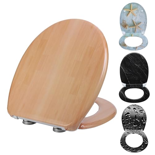 WC-Sitz mit Absenkautomatik, Toilettendeckel Duroplast mit Motiv, U-form Toilettenbrille mit Quick-Release-Funktion, Antibakterielle,Passend für die Meiste Toilette (Motiv C) von KMDZDZGS