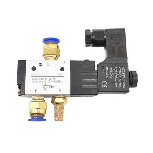 3V110-06 12 V 1/8 Zoll Magnetventil 3-Wege-pneumatisches Luftsteuerventil Elektrisches Gasmagnetventil Aluminiumgehäuse(Wire 3v110-06,DC12V) von KMERATUZN