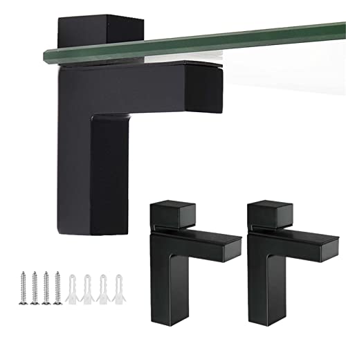 KMERCE 2pcs Glasklemme Verstellbare Schwarz, Klemmhalter Edelstahl, Regalhalterung, Badezimmer Regalträger für 3-24 mm Dicke Glas, Acrylglas und Holzregal, Wandmontage von KMERCE