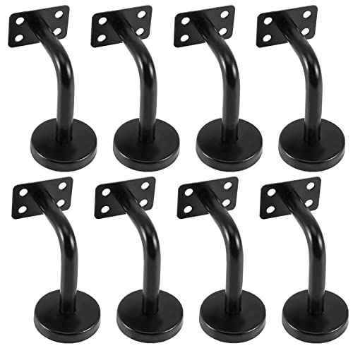 KMERCE 8pcs Handlaufträger, Halterung für Handlauf Schwarz, handlaufhalter aus Edelstahl, Handlauf Wandhalter Zubehör für Wandbefestigungen, Stützung, Holz Geländer, mit Anschluss flach, 60*80mm von KMERCE