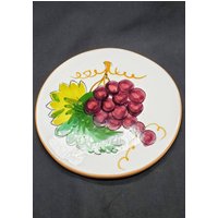 Handbemalter Runder Terrakotta-Trauben-Untersetzer Made in Italy von KMEclecticFinds